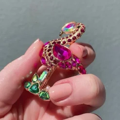 Flamboyant Flamingo Funk Stone Set Crystal Brooch^Erstwilder Sale