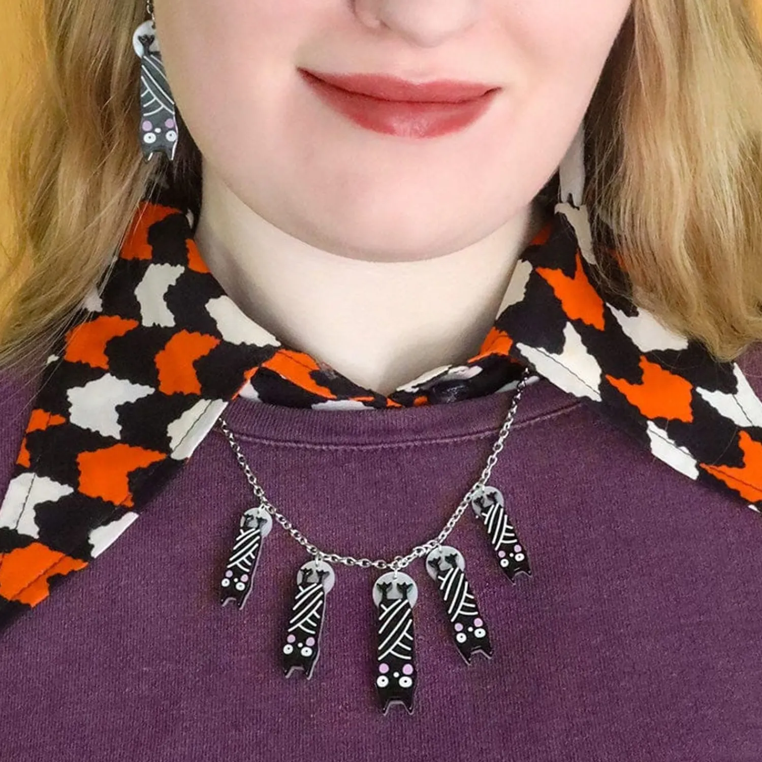 Halloween Hang-Up Bat Necklace^Erstwilder New
