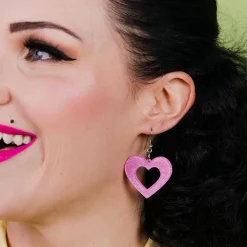 Heart Glitter Resin Drop Earrings - Pink^Erstwilder Discount