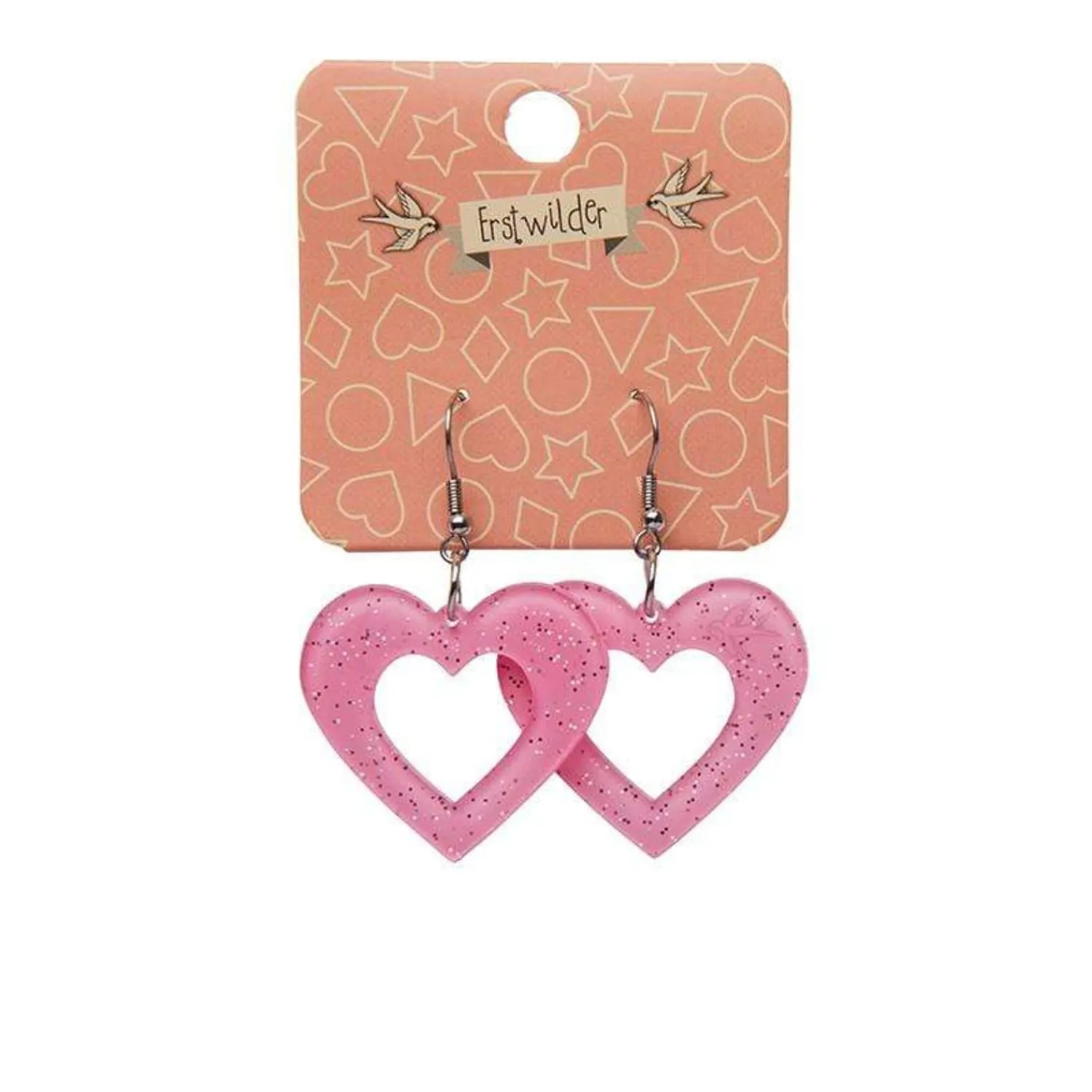 Heart Glitter Resin Drop Earrings - Pink^Erstwilder Discount