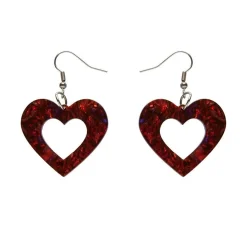 Heart Lava Resin Drop Earrings - Red^Erstwilder