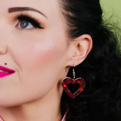 Heart Lava Resin Drop Earrings - Red^Erstwilder