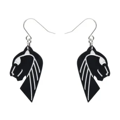 Jaguar Solid Black Resin Drop Earrings - Silver^Erstwilder Hot