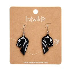 Jaguar Solid Black Resin Drop Earrings - Silver^Erstwilder Hot