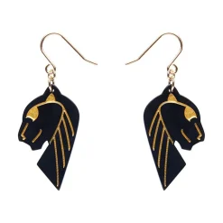 Jaguar Solid Black Resin Drop Earrings - Gold^Erstwilder Clearance