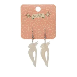 Kookaburra Ripple Glitter Resin Drop Earrings - Cream^Erstwilder Sale