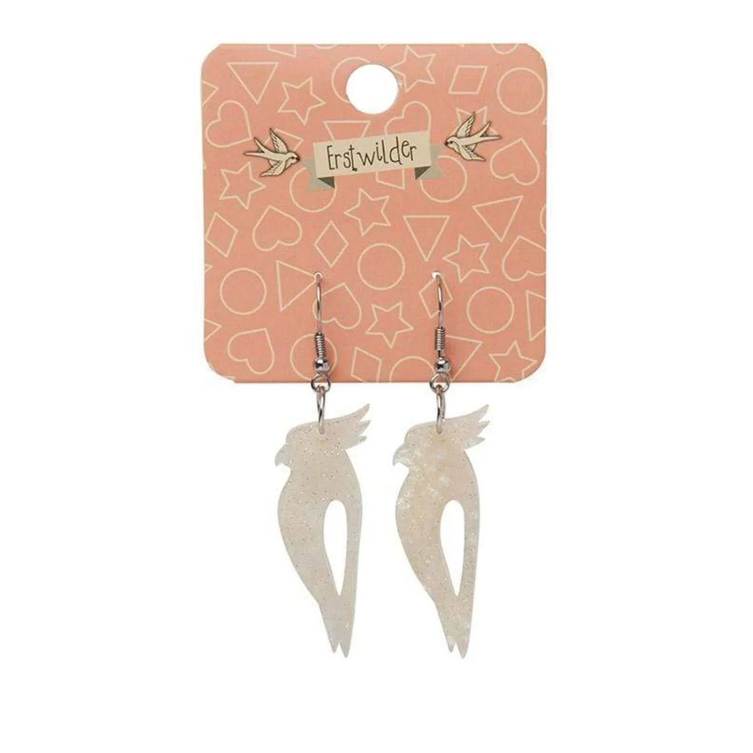 Kookaburra Ripple Glitter Resin Drop Earrings - Cream^Erstwilder Sale