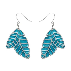 Leaf Textured Emerald Resin Drop Earrings - Silver^Erstwilder Hot