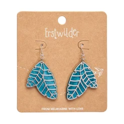 Leaf Textured Emerald Resin Drop Earrings - Silver^Erstwilder Hot