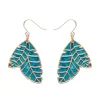 Leaf Textured Emerald Resin Drop Earrings - Gold^Erstwilder Online