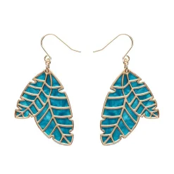 Leaf Textured Emerald Resin Drop Earrings - Gold^Erstwilder Online