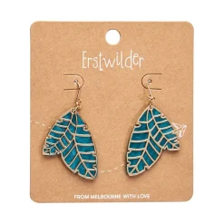Leaf Textured Emerald Resin Drop Earrings - Gold^Erstwilder Online