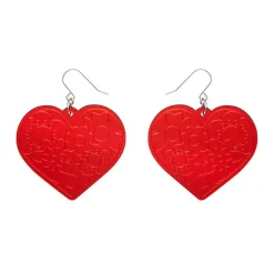 Love Heart Mirror Drop Earrings - Red^Erstwilder Best