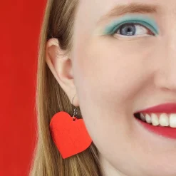 Love Heart Mirror Drop Earrings - Red^Erstwilder Best
