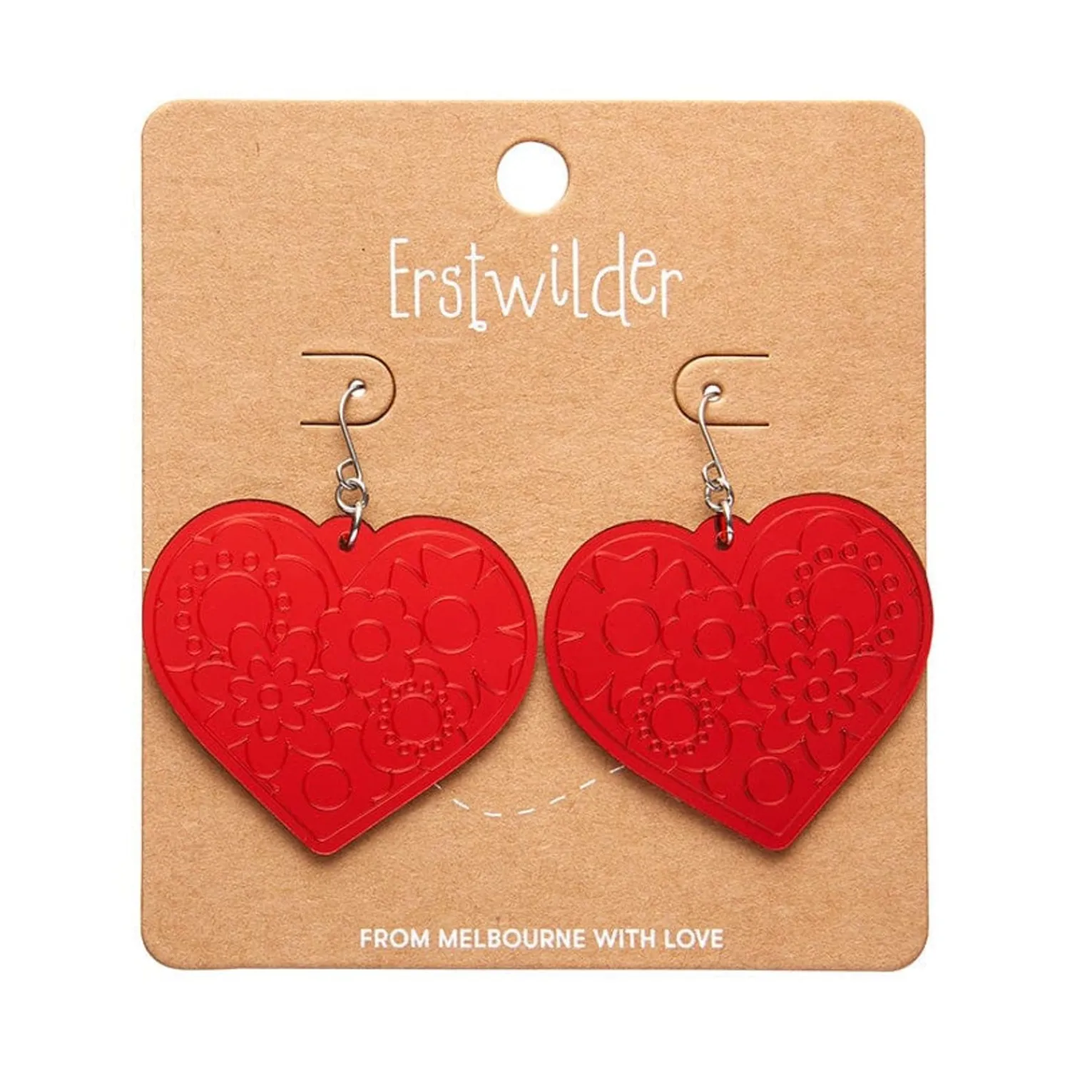 Love Heart Mirror Drop Earrings - Red^Erstwilder Best
