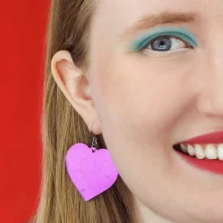 Love Heart Mirror Drop Earrings - Purple^Erstwilder New