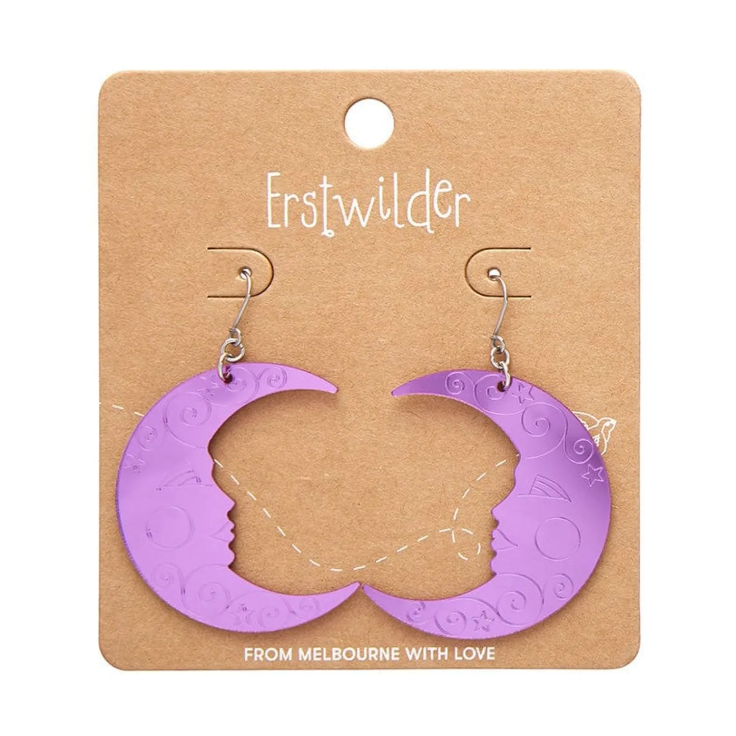 Moon Mirror Drop Earrings - Purple^Erstwilder Sale