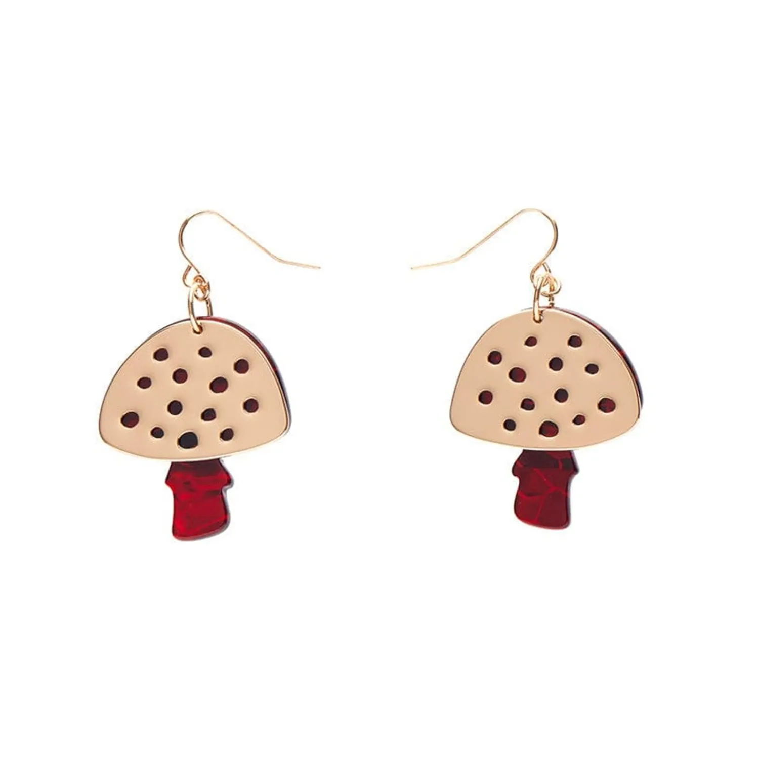 Mushroom Textured Resin Drop Earrings - Red^Erstwilder Clearance