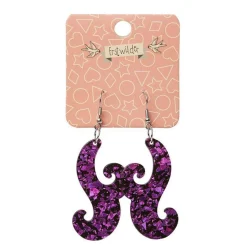 Nouveau Chunky Glitter Resin Drop Earrings - Purple^Erstwilder