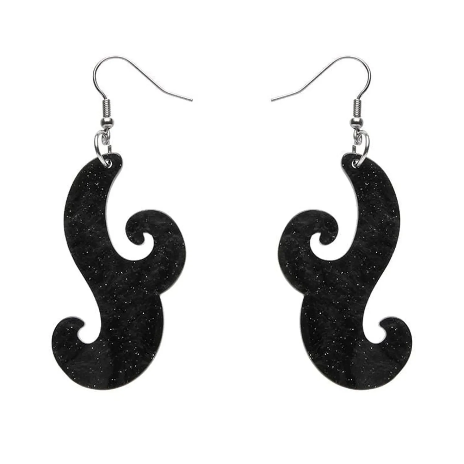 Nouveau Ripple Glitter Resin Drop Earrings - Black^Erstwilder Clearance