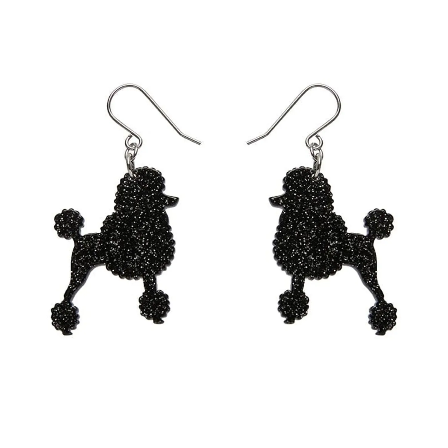 Poodle Glitter Hook Drop Earrings - Black^Erstwilder Sale