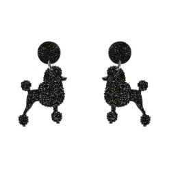 Poodle Glitter Post Drop Earrings - Black^Erstwilder Best