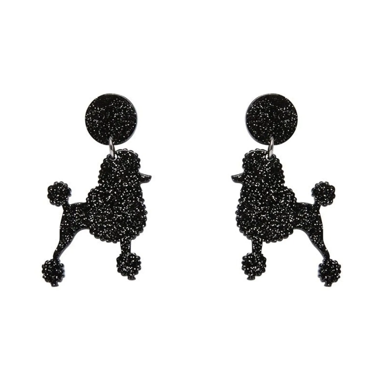 Poodle Glitter Post Drop Earrings - Black^Erstwilder Best