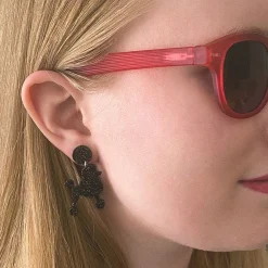 Poodle Glitter Post Drop Earrings - Black^Erstwilder Best