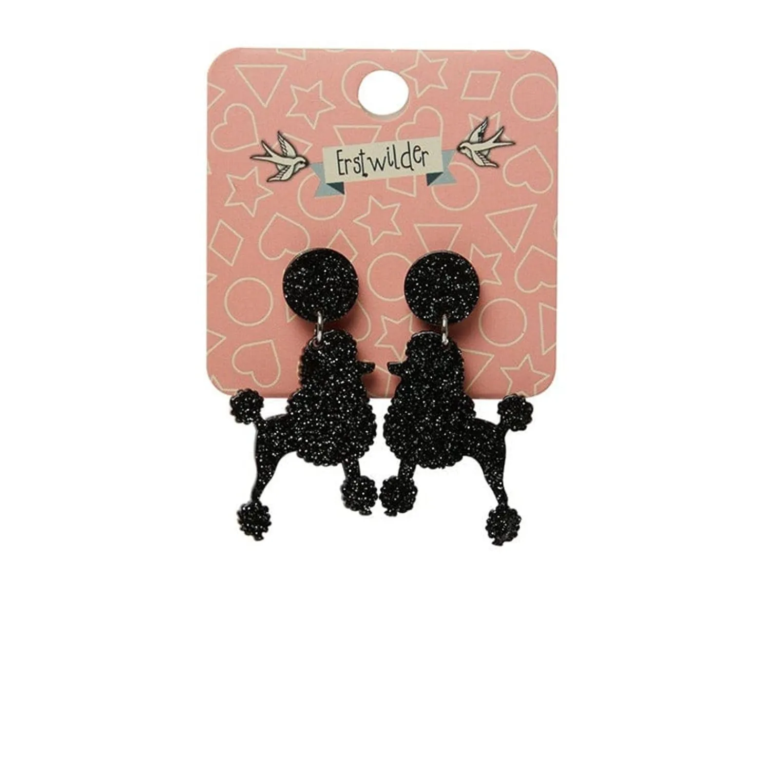 Poodle Glitter Post Drop Earrings - Black^Erstwilder Best