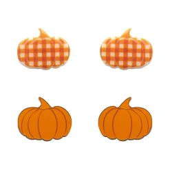 Pumpkin Patch Stud Earrings Set - Orange & Orange Gingham^Erstwilder