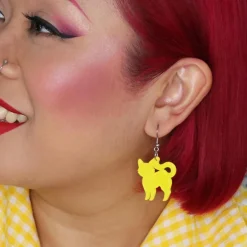 Pussy Cat Bubble Resin Drop Earrings - Yellow^Erstwilder Clearance