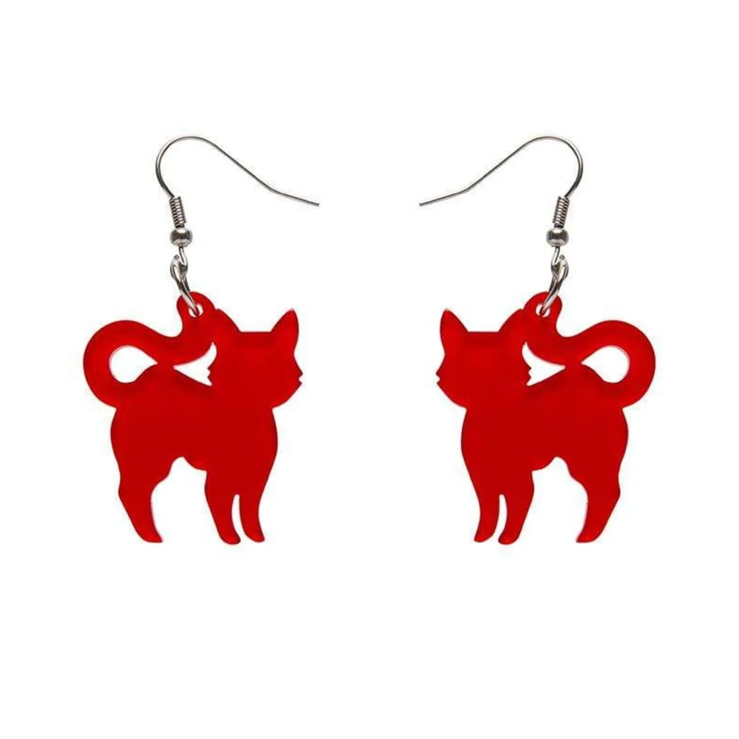 Pussy Cat Bubble Resin Drop Earrings - Red^Erstwilder