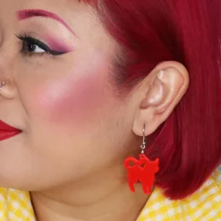 Pussy Cat Bubble Resin Drop Earrings - Red^Erstwilder