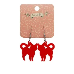 Pussy Cat Bubble Resin Drop Earrings - Red^Erstwilder