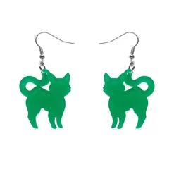 Pussy Cat Bubble Resin Drop Earrings - Green^Erstwilder Online