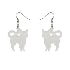 Pussy Cat Bubble Resin Drop Earrings - White^Erstwilder