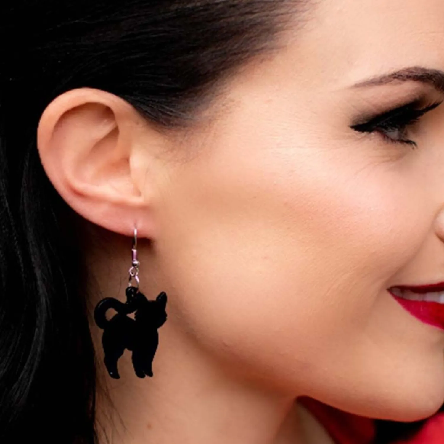 Pussy Cat Solid Resin Drop Earrings - Black^Erstwilder Best