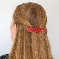Remembrance Poppy Enamel Hair Barrette^Erstwilder Discount