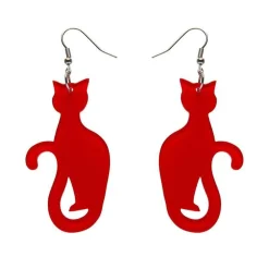 Sitting Cat Bubble Resin Drop Earrings - Red^Erstwilder Discount