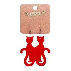 Sitting Cat Bubble Resin Drop Earrings - Red^Erstwilder Discount