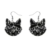 Solid Cat Head Chunky Glitter Resin Drop Earrings - Silver^Erstwilder New