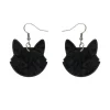Solid Cat Head Ripple Resin Drop Earrings - Black^Erstwilder Outlet
