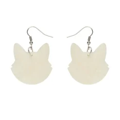 Solid Cat Head Ripple Resin Drop Earrings - White^Erstwilder Online