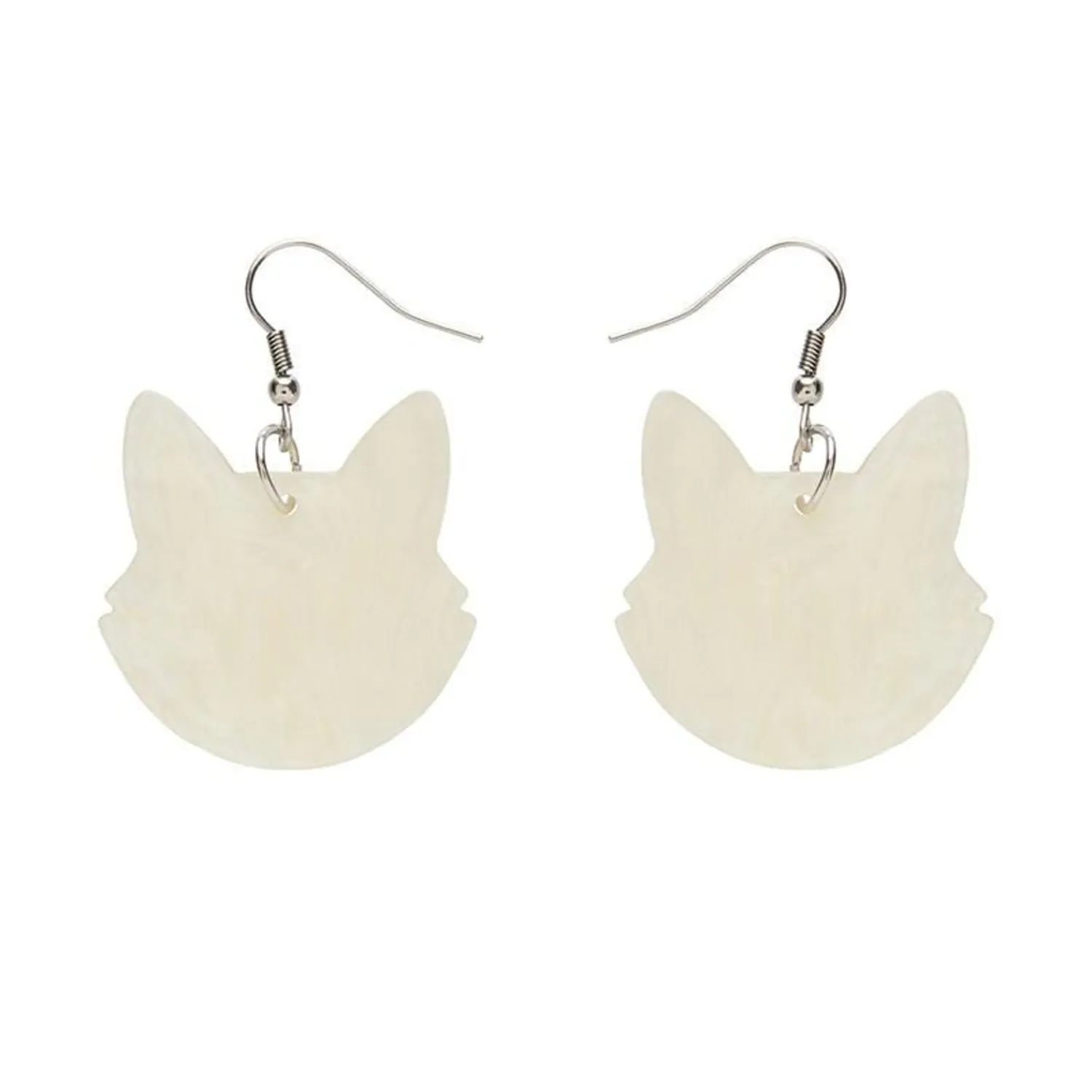 Solid Cat Head Ripple Resin Drop Earrings - White^Erstwilder Online