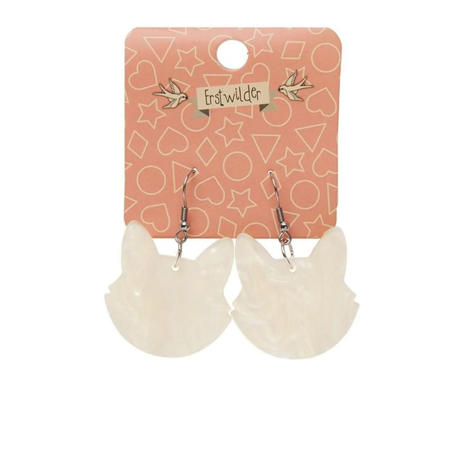 Solid Cat Head Ripple Resin Drop Earrings - White^Erstwilder Online