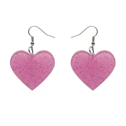 Solid Heart Glitter Resin Drop Earrings - Pink^Erstwilder Hot