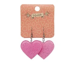 Solid Heart Glitter Resin Drop Earrings - Pink^Erstwilder Hot