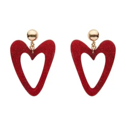 Statement Glitter Ripple Resin Heart Drop Earrings - Red^Erstwilder Clearance