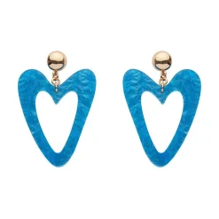 Statement Glitter Ripple Heart Drop Earrings - Aqua^Erstwilder Outlet