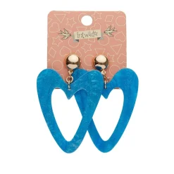 Statement Glitter Ripple Heart Drop Earrings - Aqua^Erstwilder Outlet